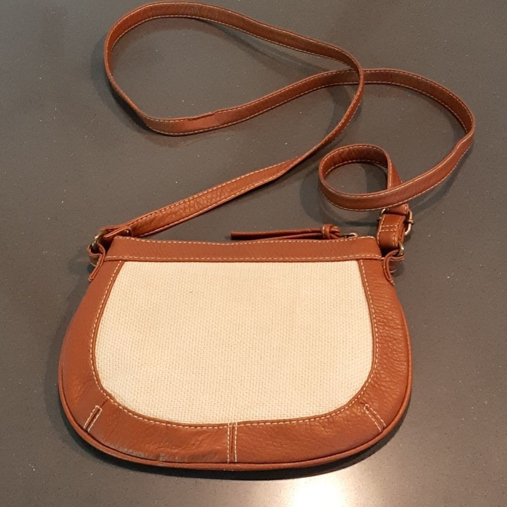 Brown Cream and Turquoise Purse with Adjustable Strap - Picture 3 of 8